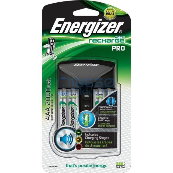 Energizer Pro Ni-MH Akkumulátor Töltő + 4db 2000mAh (AA / R6) Ceruza Újratölthető Elem