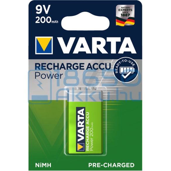 Varta Power 200mAh 6F22 9V Újratölthető Elem / Ni-MH Akkumulátor