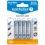 EverActive Silver 800 750mAh (AAA / R03) Mikró Újratölthető Elem / Ni-MH Akkumulátor (4db)