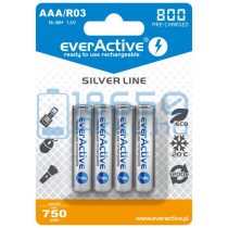   EverActive Silver 800 750mAh (AAA / R03) Mikró Újratölthető Elem / Ni-MH Akkumulátor (4db)