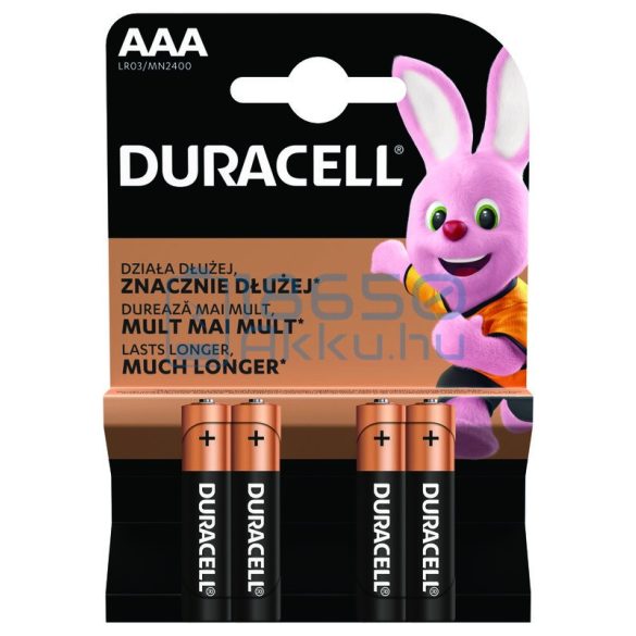 Duracell Basic Duralock Alkáli Tartós (AAA / LR03 / MN2400) Mikro Elem (4db)