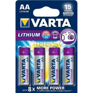 Varta Lithium Extra Tartós Lítium (AA / R6 / L91) Ceruza Elem (4db)