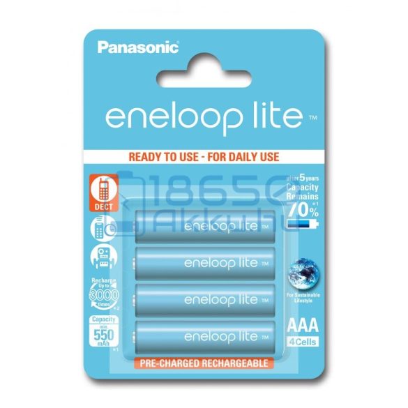 Panasonic Eneloop Lite 550mAh (AAA / R03) Mikró Újratölthető Elem / Ni-MH Akkumulátor (4db)
