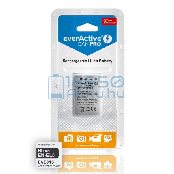 EverActive CamPro (Nikon EN-EL5) Fényképezőgép Akkumulátor (EVB015)