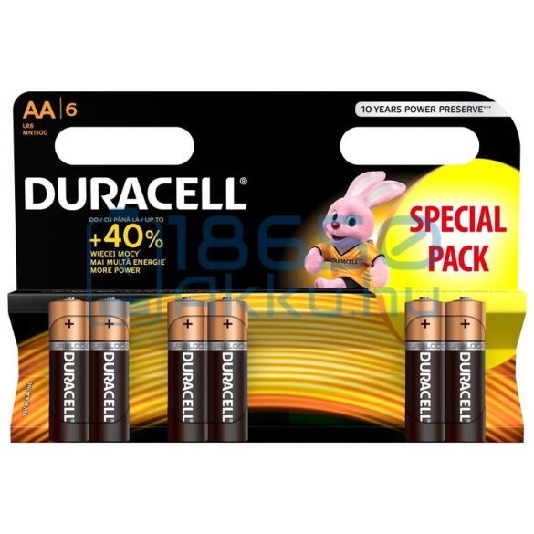 Duracell Basic Duralock Alkáli Tartós (AA / LR6 / MN1500) Ceruza Elem (6db)