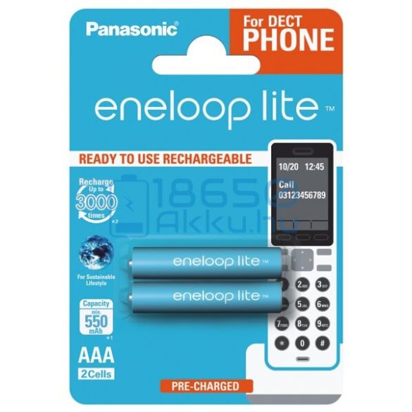 Panasonic Eneloop Lite 550mAh (AAA / R03) Mikró Újratölthető Elem / Ni-MH Akkumulátor (2db)