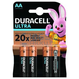 Duracell Ultra Powercheck Alkáli Tartós (AA / LR6 / MX1500) Ceruza Elem (4db)