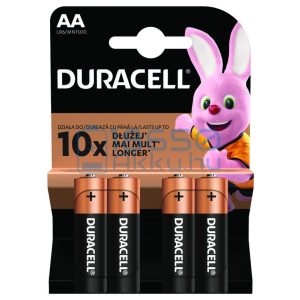 Duracell Basic Duralock Alkáli Tartós (AA / LR6 / MN1500) Ceruza Elem (4db)