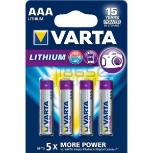 Varta Lithium Extra Tartós Lítium (AAA / R03 / L92) Mikro Elem (4db)