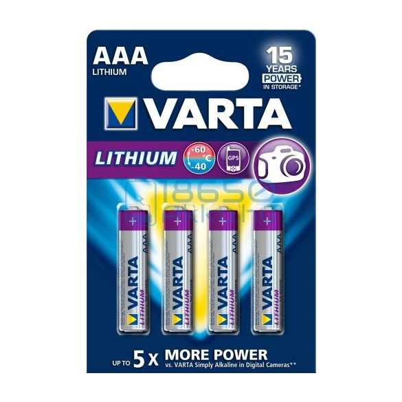 Varta Lithium Extra Tartós Lítium (AAA / R03 / L92) Mikro Elem (4db)