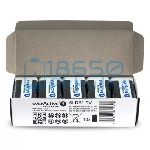 EverActive Pro 6LR61 9V Alkáli Elem (10db)