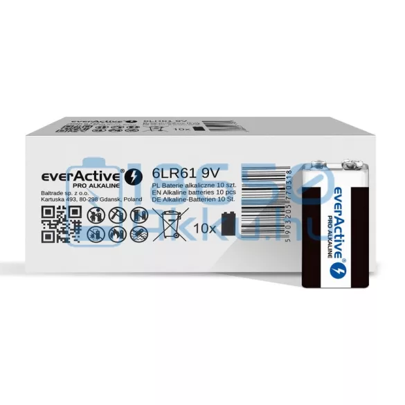 EverActive Pro 6LR61 9V Alkáli Elem (10db)