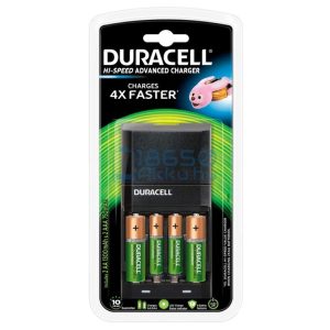 Duracell CEF27 Ni-MH Akkumulátor Töltő + 2db 1300mAh (AA / R6) Ceruza + 2db 750mAh (AAA / R03) Mikró Újratölthető Elem