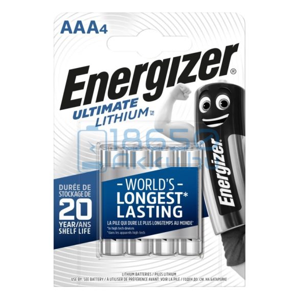 Energizer Ultimate Lithium Extra Tartós Lítium (AAA / R03 / L92) Mikro Elem (4db)