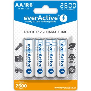 EverActive Professional 2600 2500mAh (AA / R6) Ceruza Újratölthető Elem / Ni-MH Akkumulátor (4db)