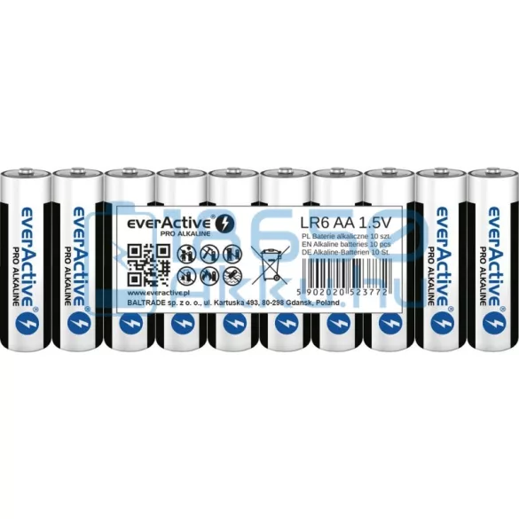 EverActive Pro Alkáli Tartós (AA / LR6) Ceruza Elem (10db)