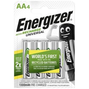 Energizer Universal 1300mAh (AA / R6) Ceruza Újratölthető Elem / Ni-MH Akkumulátor (4db)