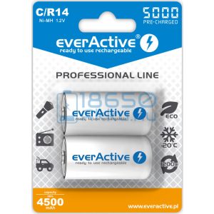 EverActive Professional 5000 4500mAh (C / R14) Baby Újratölthető Elem / Ni-MH Akkumulátor (2db)