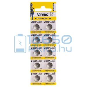 Vinnic AG12 / LR43 / L1142F Alkáli Gombelem (10db)