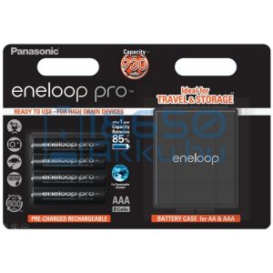 Panasonic Eneloop Pro 930mAh (AAA / R03) Mikró Újratölthető Elem / Ni-MH Akkumulátor (4db) + Box