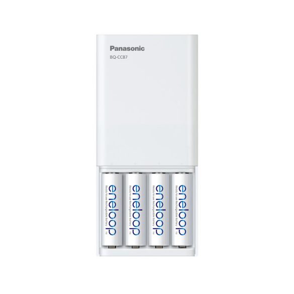Panasonic Eneloop BQ-CC87 Ni-MH Akkumulátor Töltő és Powerbank + 4db 2000mAh (AA / R6) Ceruza Újratölthető Elem