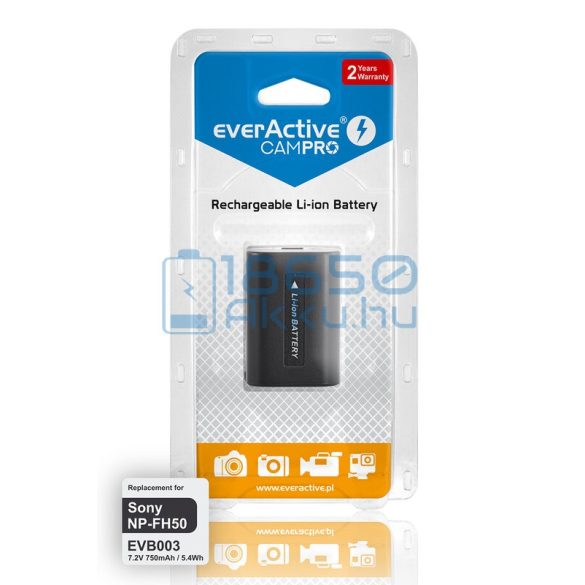 EverActive CamPro (Sony NP-FH50) Fényképezőgép Akkumulátor (EVB003)