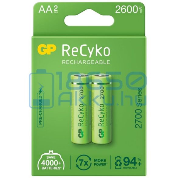 GP ReCyko 2700 2600mAh (AA / R6) Ceruza Újratölthető Elem / Ni-MH Akkumulátor (2db)