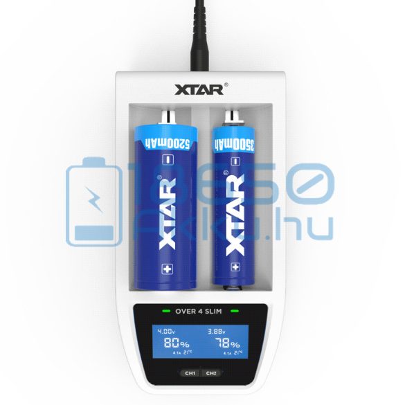 XTAR OVER 4 SLIM Fehér Akkumulátor Töltő