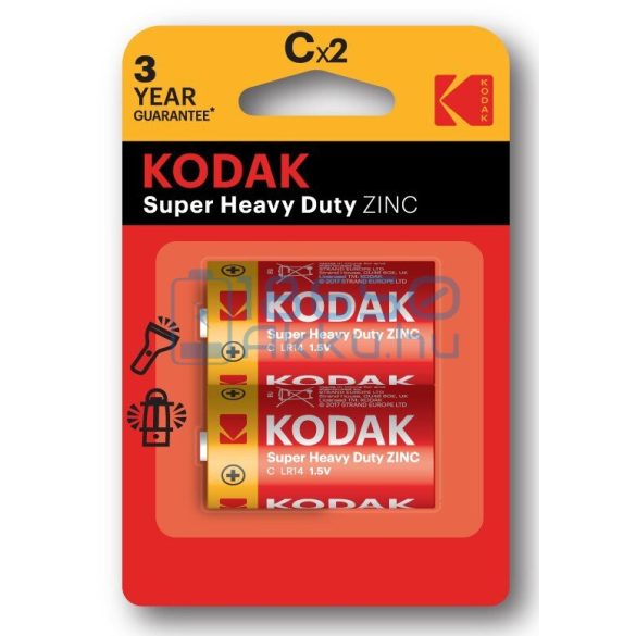 Kodak Super Heavy Duty Cink-Szén Féltartós (C / R14) Baby Elem (2db)