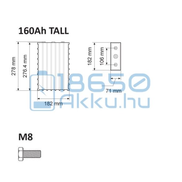 Winston (WB-LYP160AHA) 160Ah LiFePO4 Akkumulátor (TALL)