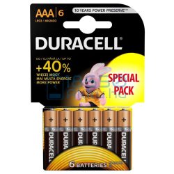   Duracell Basic Duralock Alkáli Tartós (AAA / LR03 / MN2400) Mikro Elem (6db)