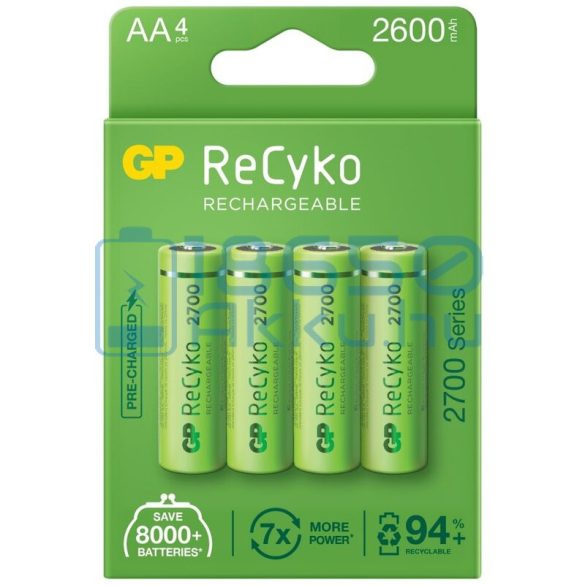 GP ReCyko 2700 2600mAh (AA / R6) Ceruza Újratölthető Elem / Ni-MH Akkumulátor (4db)