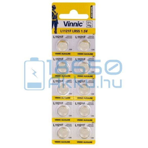 Vinnic AG8 / LR55 / L1121F Alkáli Gombelem (10db)