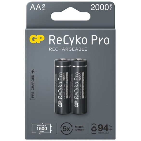 GP ReCyko Pro 2000mAh (AA / R6) Ceruza Újratölthető Elem / Ni-MH Akkumulátor (2db)