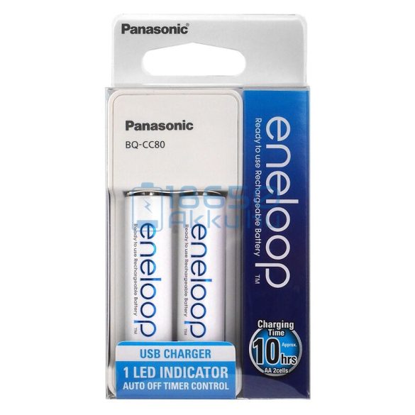 Panasonic Eneloop BQ-CC80 Ni-MH Akkumulátor Töltő + 2db 1900mAh (AA / R6) Ceruza Újratölthető Elem