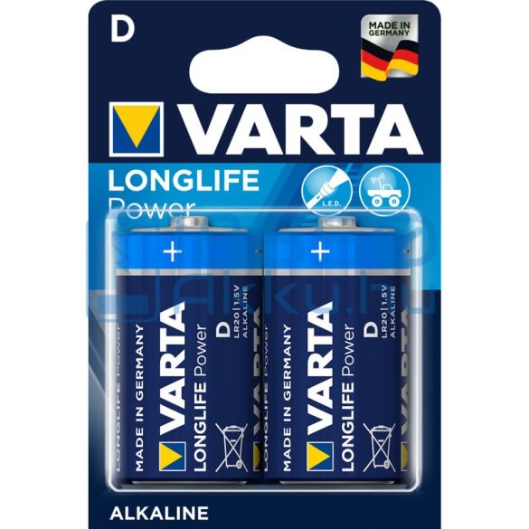 Varta Longlife Power Alkáli Tartós (D / LR20) Góliát Elem (2db)