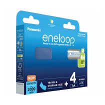   Panasonic Eneloop 2000mAh (AA / R6) Ceruza Újratölthető Elem / Ni-MH Akkumulátor (4db) + Box