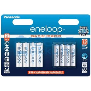 Panasonic Eneloop 1900mAh (AA / R6) Ceruza + 750mAh (AAA / R03) Mikró Újratölthető Elem / Ni-MH Akkumulátor (8db)