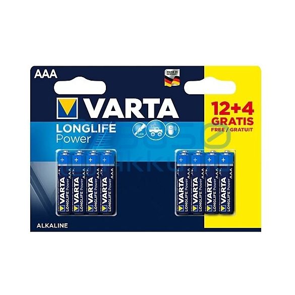 Varta Longlife Power Alkáli Tartós (AAA / LR03) Mikro Elem (16db)