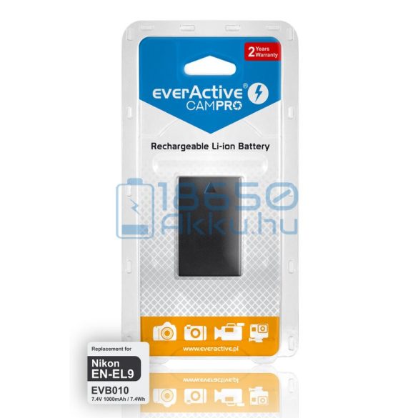 EverActive CamPro (Nikon EN-EL9) Fényképezőgép Akkumulátor (EVB010)