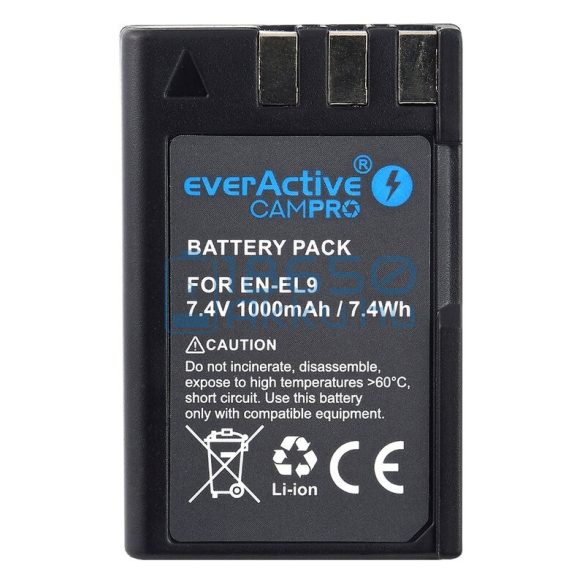 EverActive CamPro (Nikon EN-EL9) Fényképezőgép Akkumulátor (EVB010)