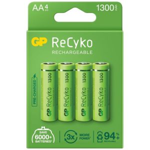GP ReCyko 1300 1300mAh (AA / R6) Ceruza Újratölthető Elem / Ni-MH Akkumulátor (4db)