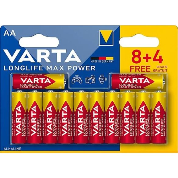 Varta Longlife Max Power Alkáli Tartós (AA / LR6) Ceruza Elem (12db)