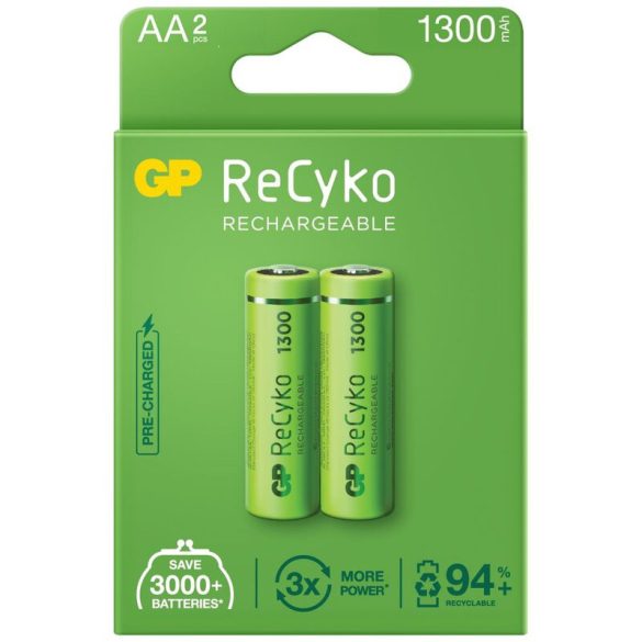 GP ReCyko 1300 1300mAh (AA / R6) Ceruza Újratölthető Elem / Ni-MH Akkumulátor (2db)
