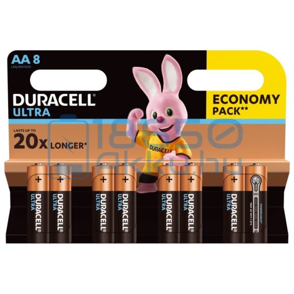 Duracell Ultra Powercheck Alkáli Tartós (AA / LR6 / MX1500) Ceruza Elem (8db)