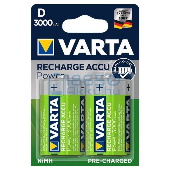 Varta Power 3000mAh (D / R20) Góliát Újratölthető Elem / Ni-MH Akkumulátor (2db)