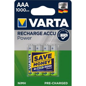 Varta Power 1000mAh (AAA / R03) Mikró Újratölthető Elem / Ni-MH Akkumulátor (4db)