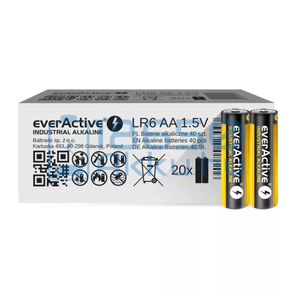 EverActive Industrial Alkáli Tartós (AA / LR6) Ceruza Elem (2db)