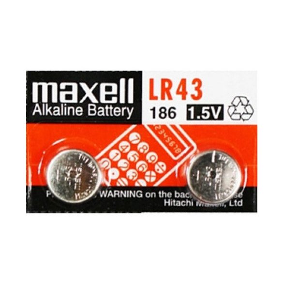 Maxell AG12 / LR43 / 186 Alkáli Gombelem (2db)