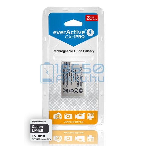 EverActive CamPro (Canon LP-E8) Fényképezőgép Akkumulátor (EVB018)